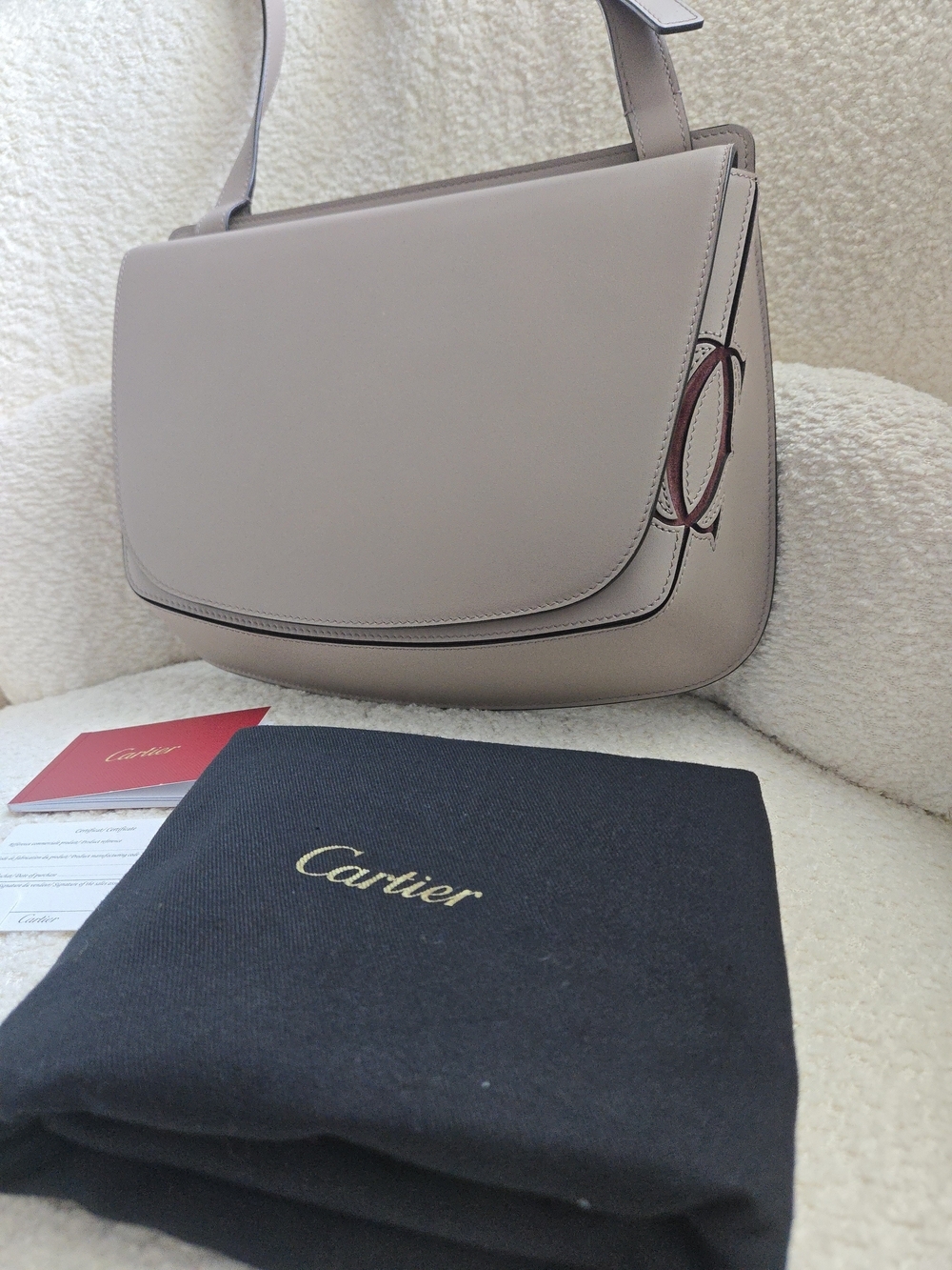 Cartier Must de Cartier C Crossbody Bag Beige Gray w/ Dust Bag & Card EUC - Picture 7 of 17